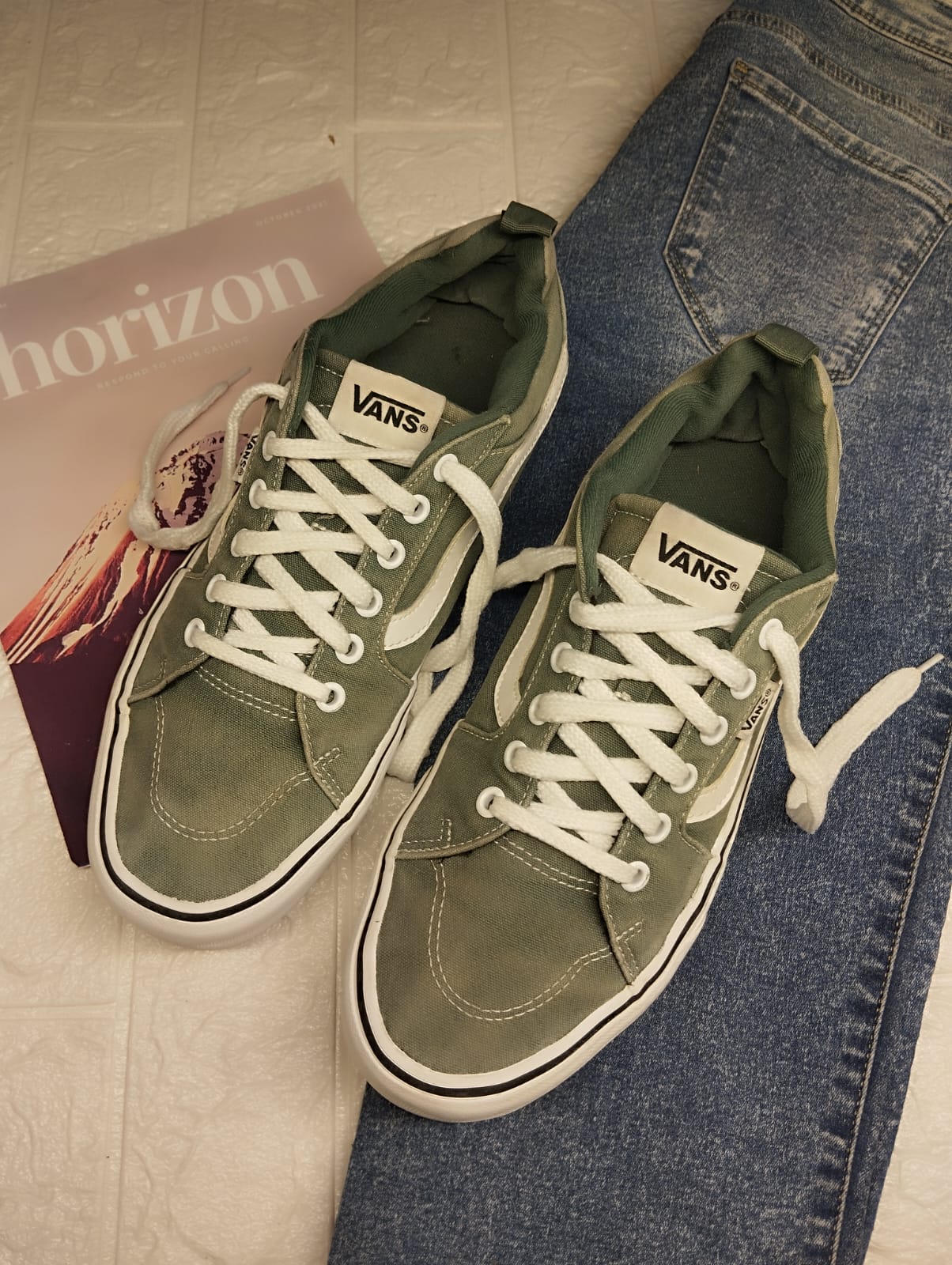 Green low rise vans